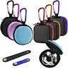 Small Square and Round Portable Earbuds Case Storage Box with Carabiners & 2 Pcs Headphone Cable Clip for Earphone Earbuds Bluetooth U Disk SD Cards